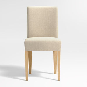 Lowe Taupe Upholstered Dining Chair with Natural Wood Legs