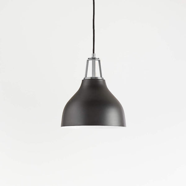 Maddox Black Bell Small Pendant Light with Nickel Socket.