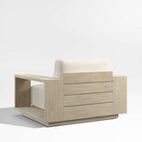 Mallorca Wood Outdoor Lounge Chair with Taupe Cushion.