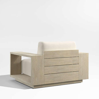 Mallorca Wood Outdoor Lounge Chair with Taupe Cushion.