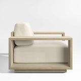 Mallorca Wood Outdoor Lounge Chair with Taupe Cushion.