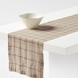 Marin EUROPEAN FLAX ™-Certified Linen Windowpane Plaid Runner