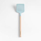 Marin Quiet Blue Silicone and Wood Slotted Turner.