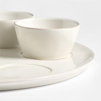 Marin White Platter with Bowls.
