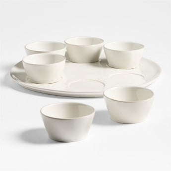 Marin White Platter with Bowls.