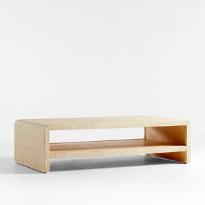 Meadow Grasscloth Rectangular Coffee Table with Shelf
