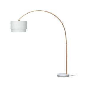 Meryl Arc Brass Floor Lamp with White Shade.
