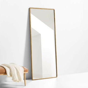 Mirabella Brass Metal Rectangle Floor Mirror 32"x76".