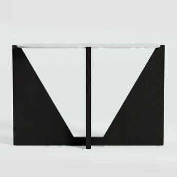 Miro White Marble Console Table with Wood Base.