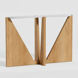 Miro White Marble Console Table with Wood Base.