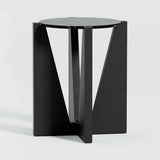 Miro Black Marble Round End Table with Black Ebonized White Oak Wood Base.