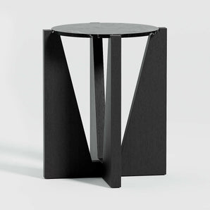 Miro Black Marble Round End Table with Black Ebonized White Oak Wood Base.