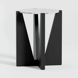 Miro Black Marble Round End Table with Black Ebonized White Oak Wood Base.
