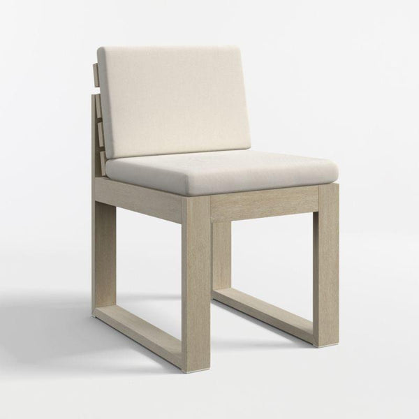 Silla de comedor de exterior Mallorca de madera con cojines de color marfil