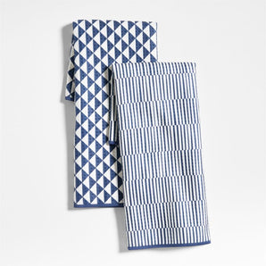 Modern Check Recycled Kitchen Towels, Set of 2