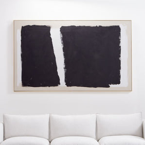 "Dark Modern Moment" Hand-Painted Raw Canvas Framed Wall Art