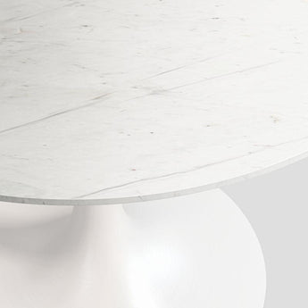 Nero 60" White Marble and White Metal Ov.