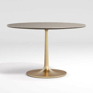 Nero 48" Concrete Dining Table with Brass Base.