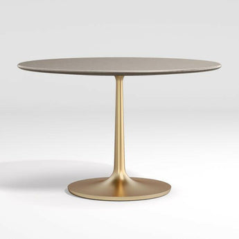 Nero 48" Concrete Dining Table with Brass Base.