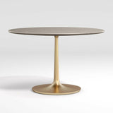 Nero 48" Concrete Dining Table with Brass Base.