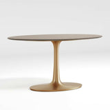 Nero 48" Concrete Dining Table with Brass Base.