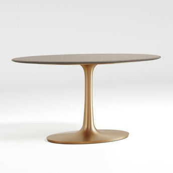 Nero 48" Concrete Dining Table with Brass Base.