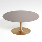 Nero 48" Concrete Dining Table with Brass Base.