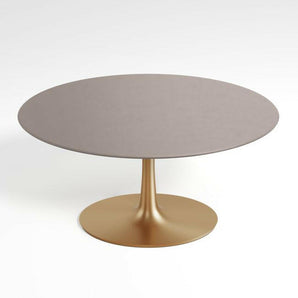 Nero 48" Concrete Dining Table with Brass Base.