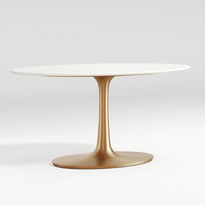 Mesa de comedor ovalada de mármol Nero de 60" con base de latón