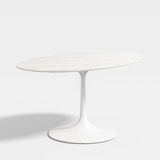 Nero 60" White Marble and White Metal Ov.