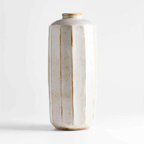 Nikko Medium Bottle Off White Ceramic Vase 17".