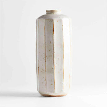 Nikko Medium Bottle Off White Ceramic Vase 17".