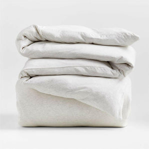 Cozysoft Organic Cotton Jersey Heathered Ivory King Duvet Cover.