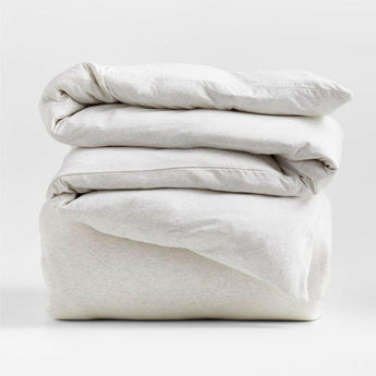 Cozysoft Organic Cotton Jersey Heathered Ivory King Duvet Cover.
