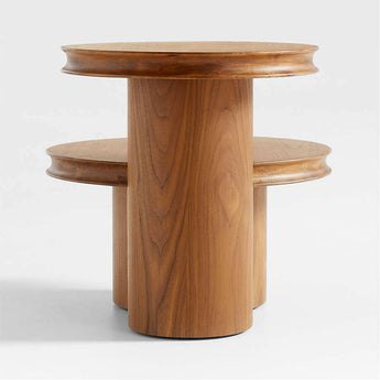 Oro Natural Walnut Wood Tiered Side Table.