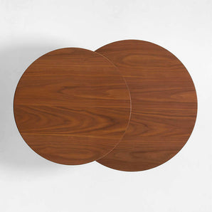 Oro Natural Walnut Wood Tiered Side Table.