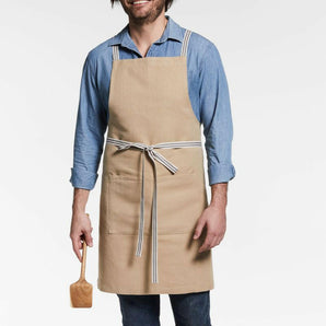 Oslo Cross-Back Natural Beige Apron with Pocket.