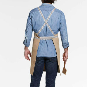 Oslo Cross-Back Natural Beige Apron with Pocket.