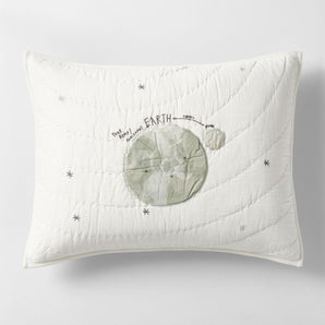 Funda de almohada de algodón orgánico con diseño de espacio exterior para niños