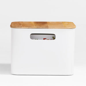 Kids Outline Floor Storage Bin with Wood Lid White