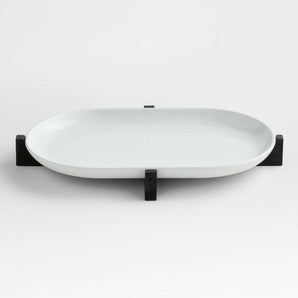 Oven-to-Table Oval Platter with Black Wood Trivet.