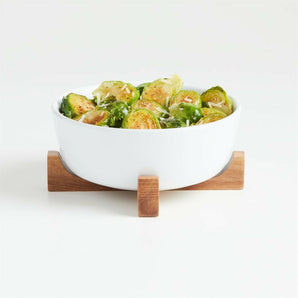 Oven-to-Table Small Serve Bowl with Wood Stand.