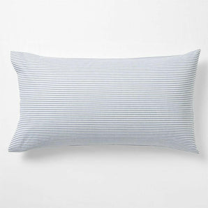 Oxford Shirting Light Indigo Blue Organic Cotton Reversible King Bed Pillow Sham.