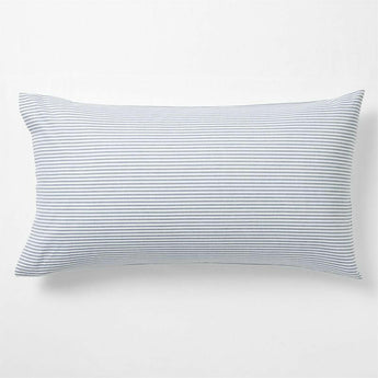 Oxford Shirting Light Indigo Blue Organic Cotton Reversible King Bed Pillow Sham.