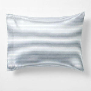 Oxford Shirting Light Indigo Blue Organic Cotton Reversible Standard Bed Pillow Sham.