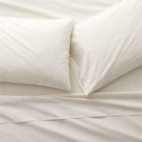 Favorite Organic Cotton Percale Ivory Queen Bed Sheet Set.