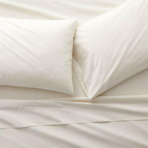 Favorite Organic Cotton Percale Ivory Queen Bed Sheet Set.