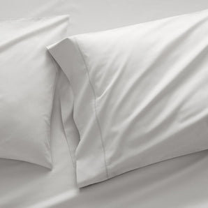 Juego de 2 fundas de almohada estándar de algodón orgánico percal en gris paloma