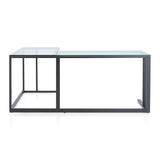 Pilsen Graphite L-Shaped Desk with Glass Top.