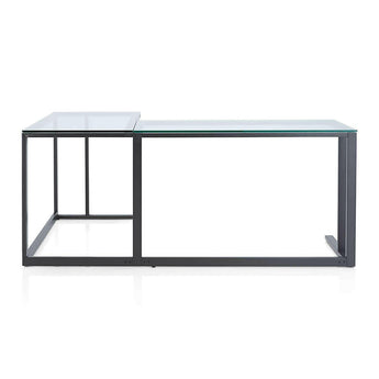 Pilsen Graphite L-Shaped Desk with Glass Top.